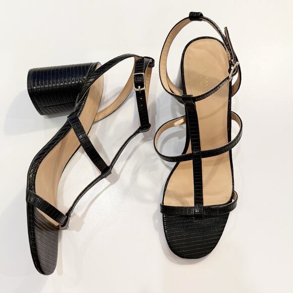 ANN TAYLOR BLACK STARPPY BUCKLE CAGE SANDALS PUMPS HEELS SHOES SZ 9 - Picture 1 of 11